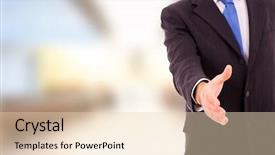  Presentation with ready - PPT layouts consisting of welcome sign - businessman with an open hand background and a lemonade colored foreground