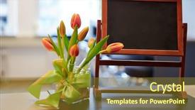  Presentation with hotel - Cool new PPT layouts with welcome sign - empty small chalkboard standing backdrop and a tawny brown colored foreground