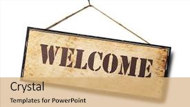  Presentation with welcome - Presentation featuring welcome sign isolated on white background and a coral colored foreground