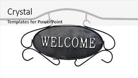  Presentation with welcome - Slide deck with welcome sign isolated on white background and a white colored foreground