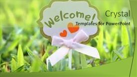  Presentation with welcome - Presentation theme with welcome-sign-on-grass-background background and a yellow colored foreground