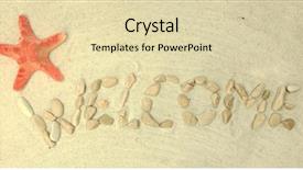  Presentation with welcome - Colorful slide set enhanced with welcome sign on the beach backdrop and a soft green colored foreground