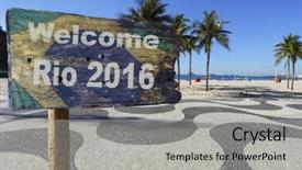 Presentation with rio 2016 - Slide set featuring welcome sign to rio de background and a  colored foreground