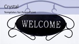  Presentation with welcome - Colorful presentation theme enhanced with welcome sign backdrop and a light blue colored foreground