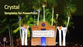  Presentation with miami beach - Presentation theme having welcome signboard in miami beach background and a tawny brown colored foreground