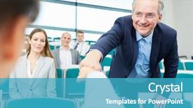  Presentation with fist pump - Audience pleasing PPT theme consisting of welcome student with fist pump backdrop and a teal colored foreground