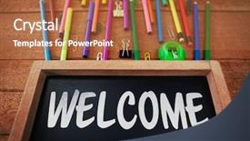  Presentation with welcome back - Beautiful presentation design featuring welcome text against white background backdrop and a red colored foreground