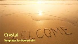 Presentation with beach toys on sand - Cool new slides with welcome texture on the beach backdrop and a red colored foreground