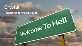  Presentation with heaven hell - Presentation design having welcome to hell green road background and a gray colored foreground