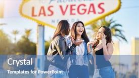  Presentation with las vegas - Colorful slide set enhanced with welcome to las vegas backdrop and a teal colored foreground