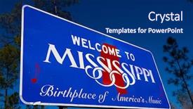  Presentation with welcome - Amazing presentation design having welcome to mississippi road sign backdrop and a navy blue colored foreground
