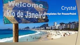  Presentation with brazil - Slide set having welcome-to-rio-de-janeiro background and a teal colored foreground