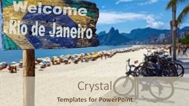  Presentation with ipanema beach - PPT theme with welcome-to-rio-de-janeiro background and a soft green colored foreground