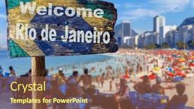  Presentation with welcome - Presentation design having welcome-to-rio-de-janeiro background and a violet colored foreground