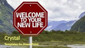  Presentation with welcome - Theme with welcome to your new life background and a tawny brown colored foreground