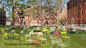  Presentation with excellence - Presentation theme having building excellence - student dorms in harvard yard background and a gold colored foreground