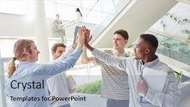  Presentation with team hands - PPT theme featuring  background and a  colored foreground