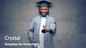  Presentation with black hands - Audience pleasing PPT layouts consisting of welcome education - young african graduate student black backdrop and a  colored foreground