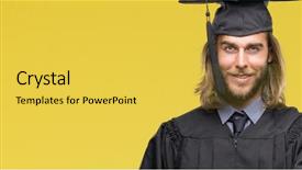  Presentation with long hair man - Audience pleasing presentation theme consisting of welcome education - young handsome graduated man backdrop and a  colored foreground