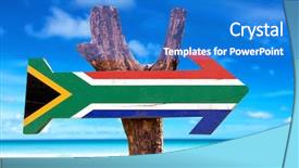  Presentation with south africa - PPT layouts consisting of welcome western - south africa flag wooden sign background and a cobalt blue colored foreground