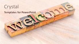  Presentation with color blocks - Presentation enhanced with welcome word abstract in letterpress background and a lemonade colored foreground