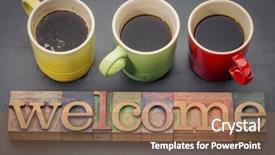  Presentation with color blocks - Beautiful slide deck featuring abstract with cups of coffee backdrop and a coral colored foreground