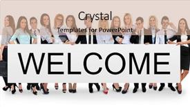  Presentation with welcome - Presentation theme featuring welcome word writing on white background and a coral colored foreground