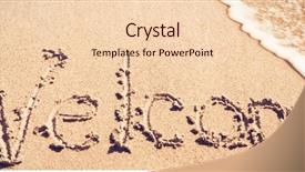  Presentation with western - Audience pleasing PPT theme consisting of welcome written on sand backdrop and a lemonade colored foreground