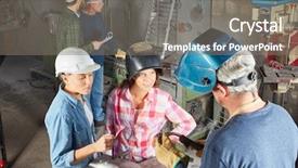  Presentation with apprenticeship - Theme consisting of welder apprenticeship learning during metallurgy background and a gray colored foreground