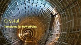  Presentation with welder worker welding and cutting - Presentation theme with welder at underground subway construction site background and a tawny brown colored foreground