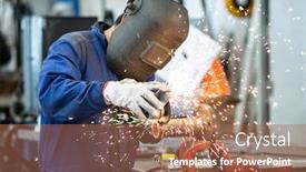  Presentation with pipe welding - Beautiful slide set featuring welder-at-work-mask-welding backdrop and a coral colored foreground