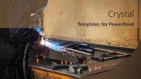  Presentation with steel factory - PPT layouts enhanced with welder-erecting-technical-steel-industrial background and a coral colored foreground