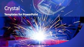  Presentation with steel fabrication - Colorful slide set enhanced with welder erecting technical steel industrial backdrop and a teal colored foreground