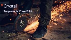  Presentation with hot work - Theme featuring welder-in-action-close-up background and a wine colored foreground