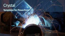  Presentation with job - Audience pleasing PPT theme consisting of welder-in-the-middle backdrop and a ocean colored foreground