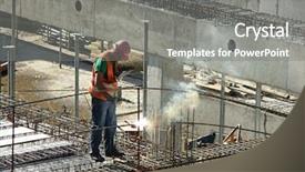  Presentation with welding - Beautiful slide set featuring welder welding building elements backdrop and a gray colored foreground