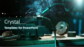  Presentation with steel factory - Theme enhanced with welder-welding-technical-steel-industrial background and a ocean colored foreground