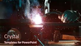  Presentation with steel factory - Presentation design featuring welder-welding-technical-steel-industrial background and a wine colored foreground