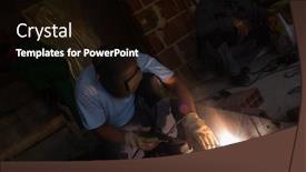  Presentation with steel construction - Slide set featuring welder-with-protective-mask-welding background and a black colored foreground