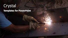  Presentation with steel industry - Amazing presentation design having welder-with-protective-mask-welding backdrop and a wine colored foreground