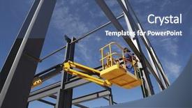  Presentation with cherry - PPT theme having welder working from cherry picker background and a ocean colored foreground