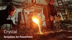  Presentation with steel factory - Audience pleasing slide deck consisting of welder-works-in-the-factory backdrop and a tawny brown colored foreground