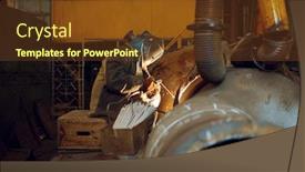  Presentation with welding - Colorful PPT layouts enhanced with welder-works-with-metal backdrop and a tawny brown colored foreground