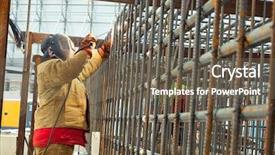  Presentation with welder worker welding and cutting - Theme featuring welder background and a violet colored foreground