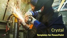  Presentation with joints - PPT theme consisting of welding-and-sanding-joints-industrial background and a wine colored foreground