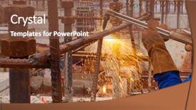 Presentation with construct - Cool new PPT theme with welding foundation for building iron backdrop and a tawny brown colored foreground