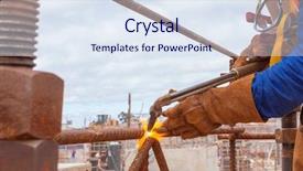  Presentation with construct - Slide set enhanced with welding foundation for building iron background and a sky blue colored foreground