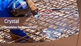  Presentation with construct - Amazing presentation design having welding foundation for building iron backdrop and a tawny brown colored foreground