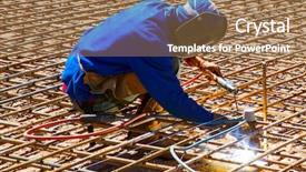  Presentation with building foundation - Presentation theme consisting of welding foundation for building iron background and a coral colored foreground