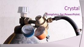  Presentation with gas welding - Beautiful PPT theme featuring welding gas cylinder pressure gauge backdrop and a sky blue colored foreground